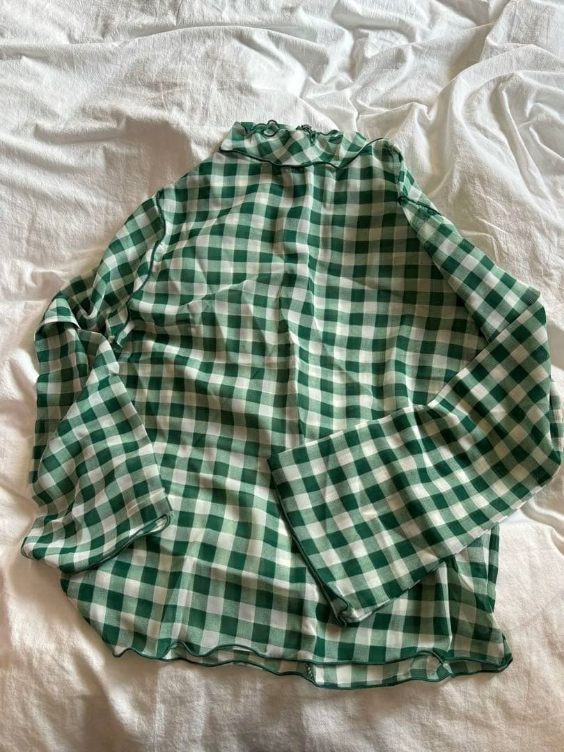 POPPY ハイネックシースルー チェック 緑×白 あさぎーにょ