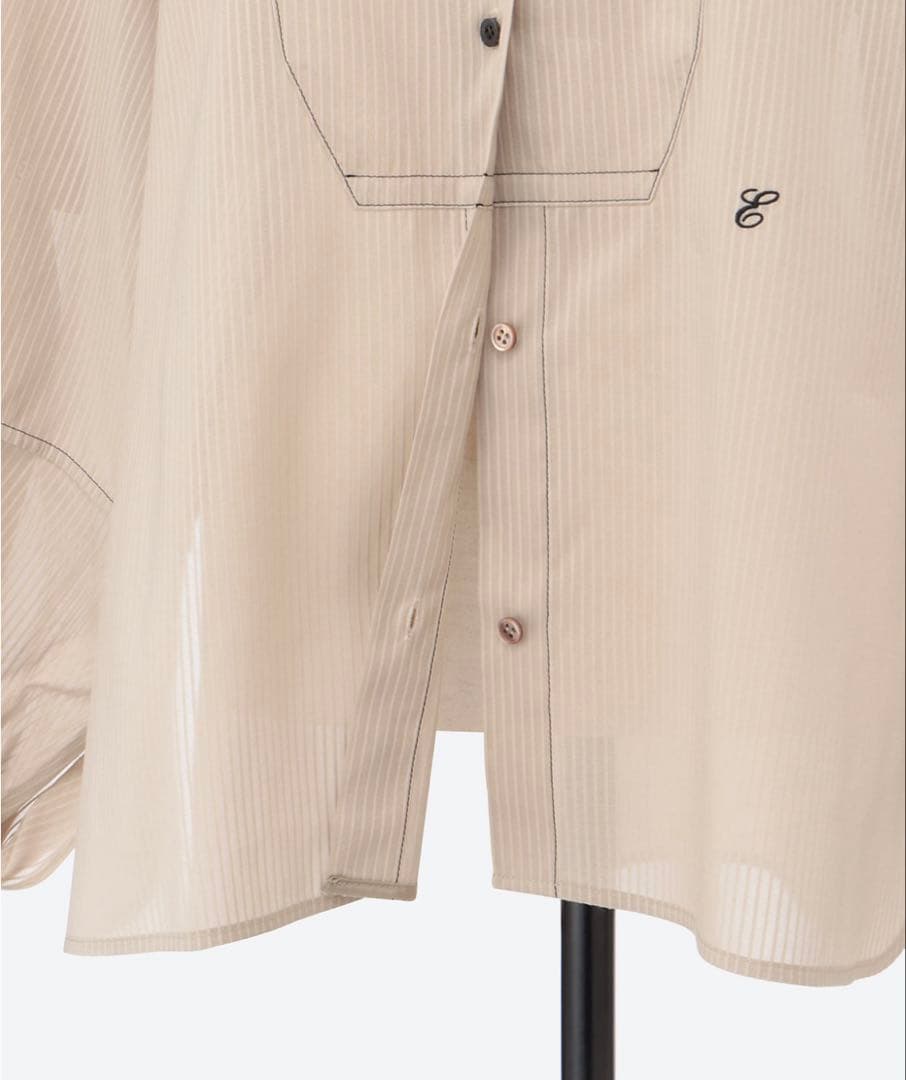 ebure Ron Hermanシルクコットンスルーストライプ ブラウス