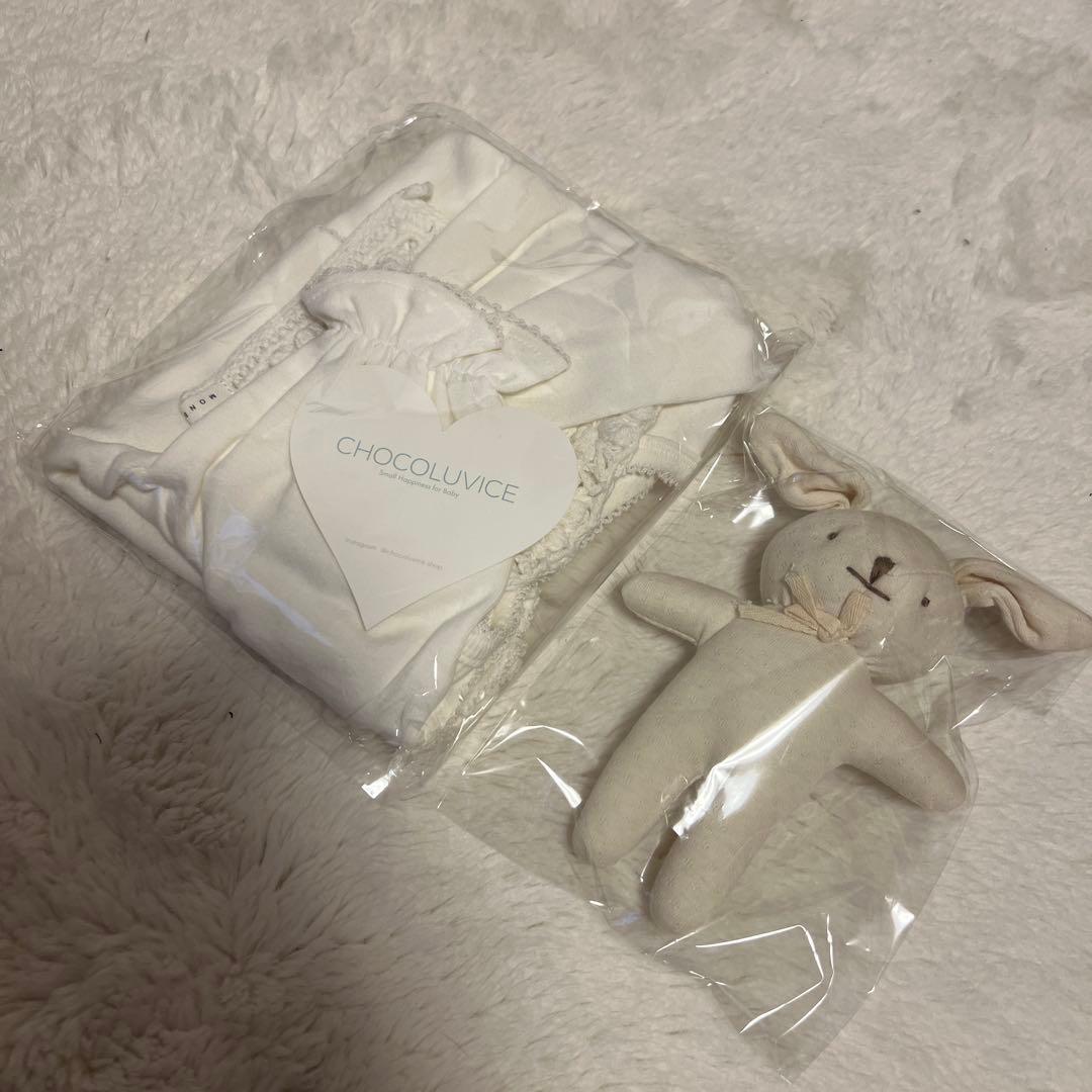 monbebe モンベベ　ロンパース　ボンネット　ファーストトイ3点セット