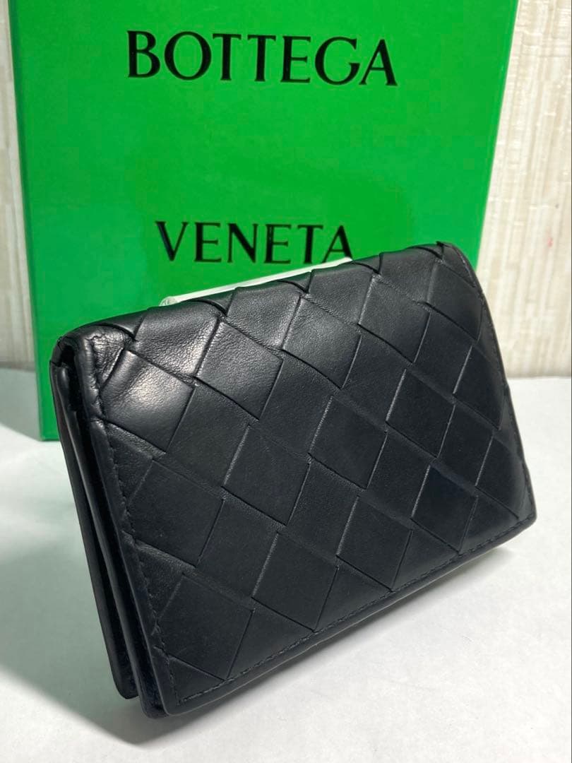 良品　ボッテガヴェネタ　イントレチャート　カードケース　名刺入れ　RFID クロ