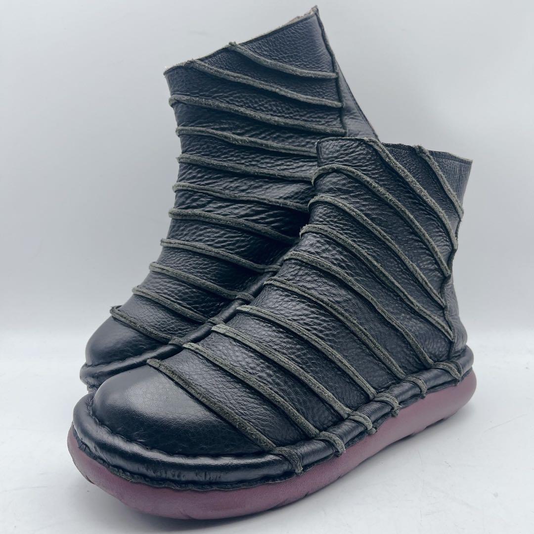 大人気❗️Estacion エスタシオン サイドジップ 黒 ショートブーツ L