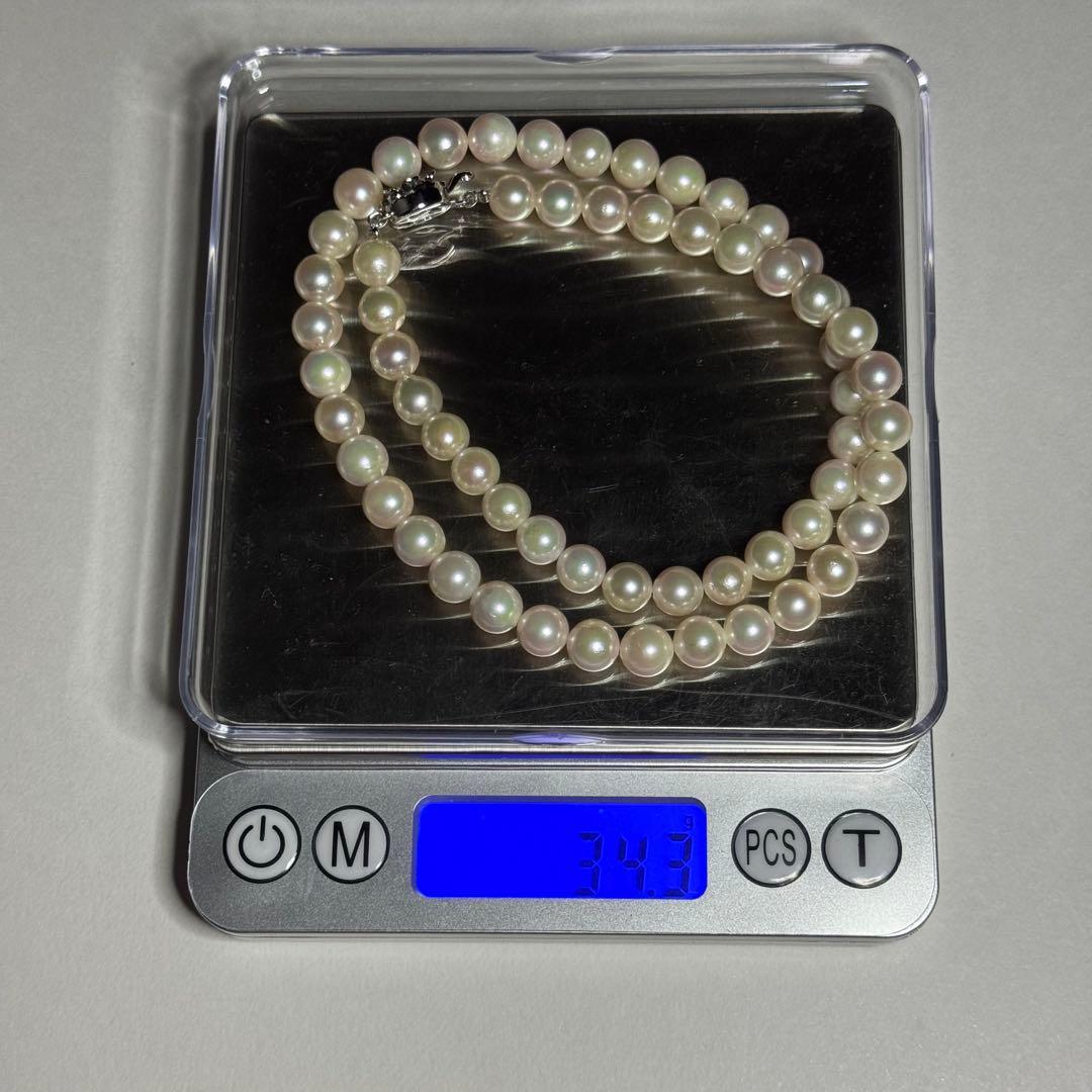 あこや真珠 パールネックレス 約7.0-7.5mm 46cm 本真珠 ピンク系
