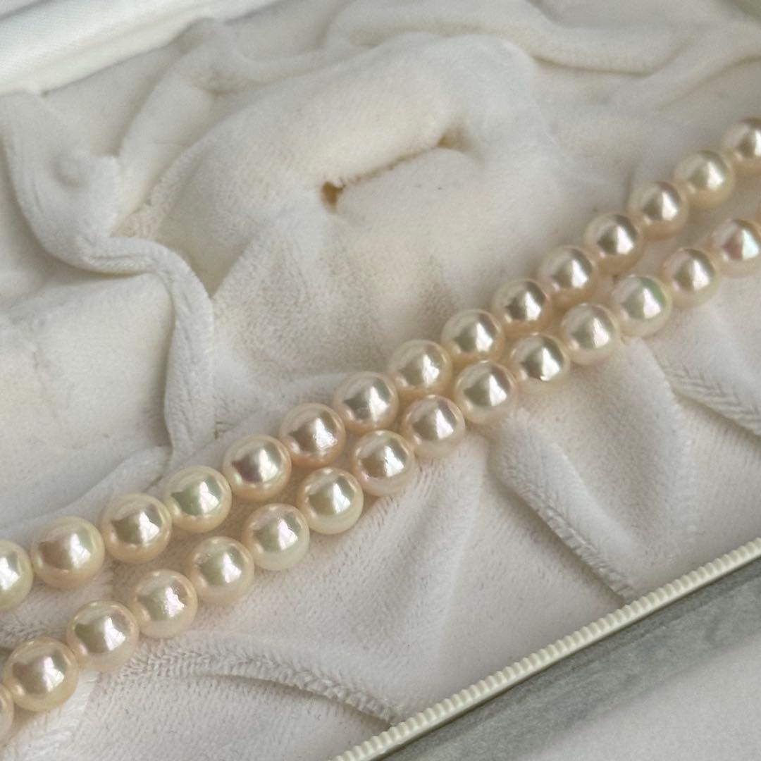 あこや真珠 パールネックレス 約7.0-7.5mm 46cm 本真珠 ピンク系