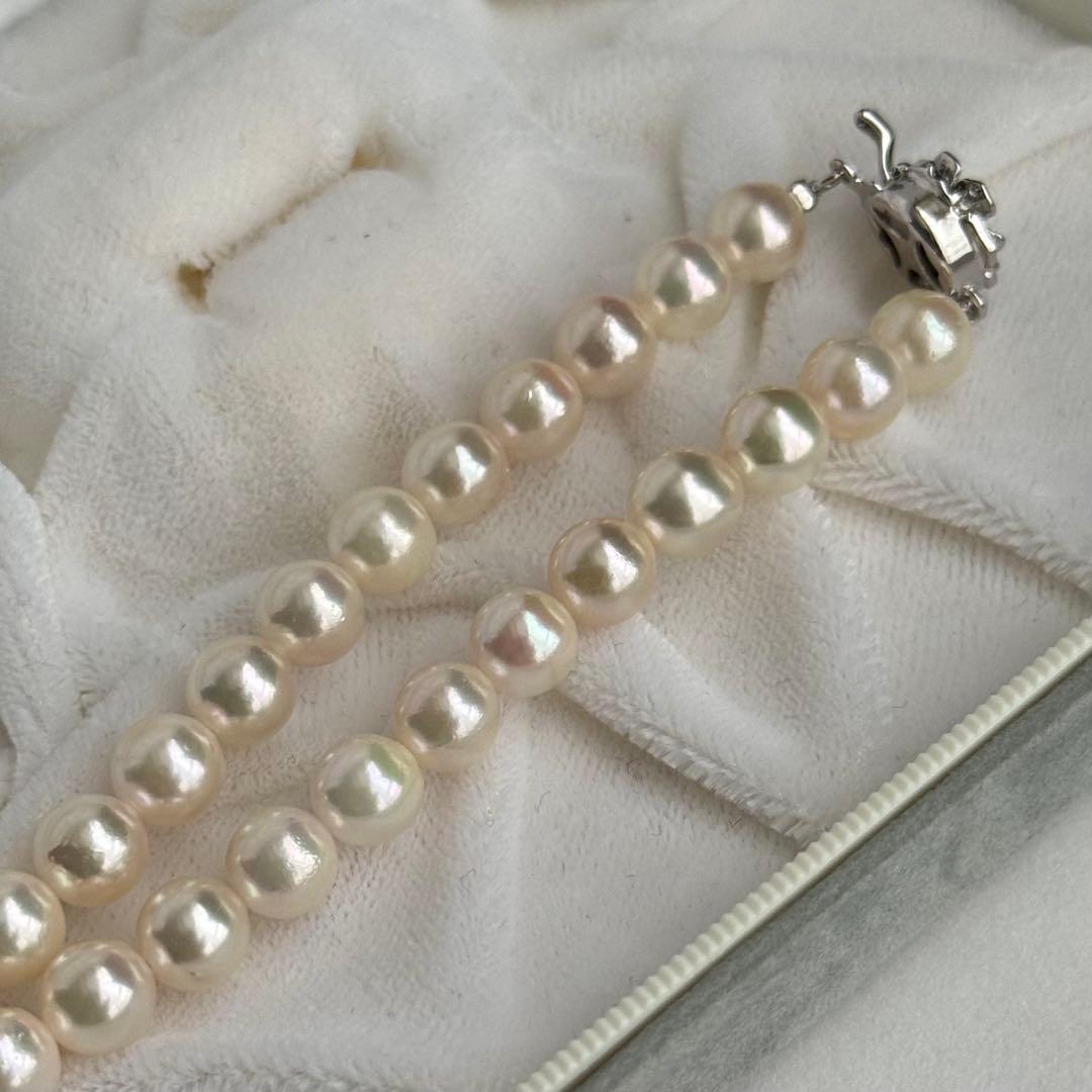 あこや真珠 パールネックレス 約7.0-7.5mm 46cm 本真珠 ピンク系