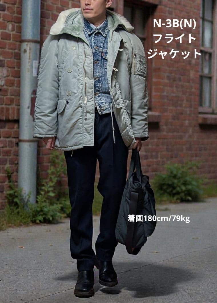 極上軍物 N-3B フライトジャケットグレーカーキ M/L n3b ミリタリー