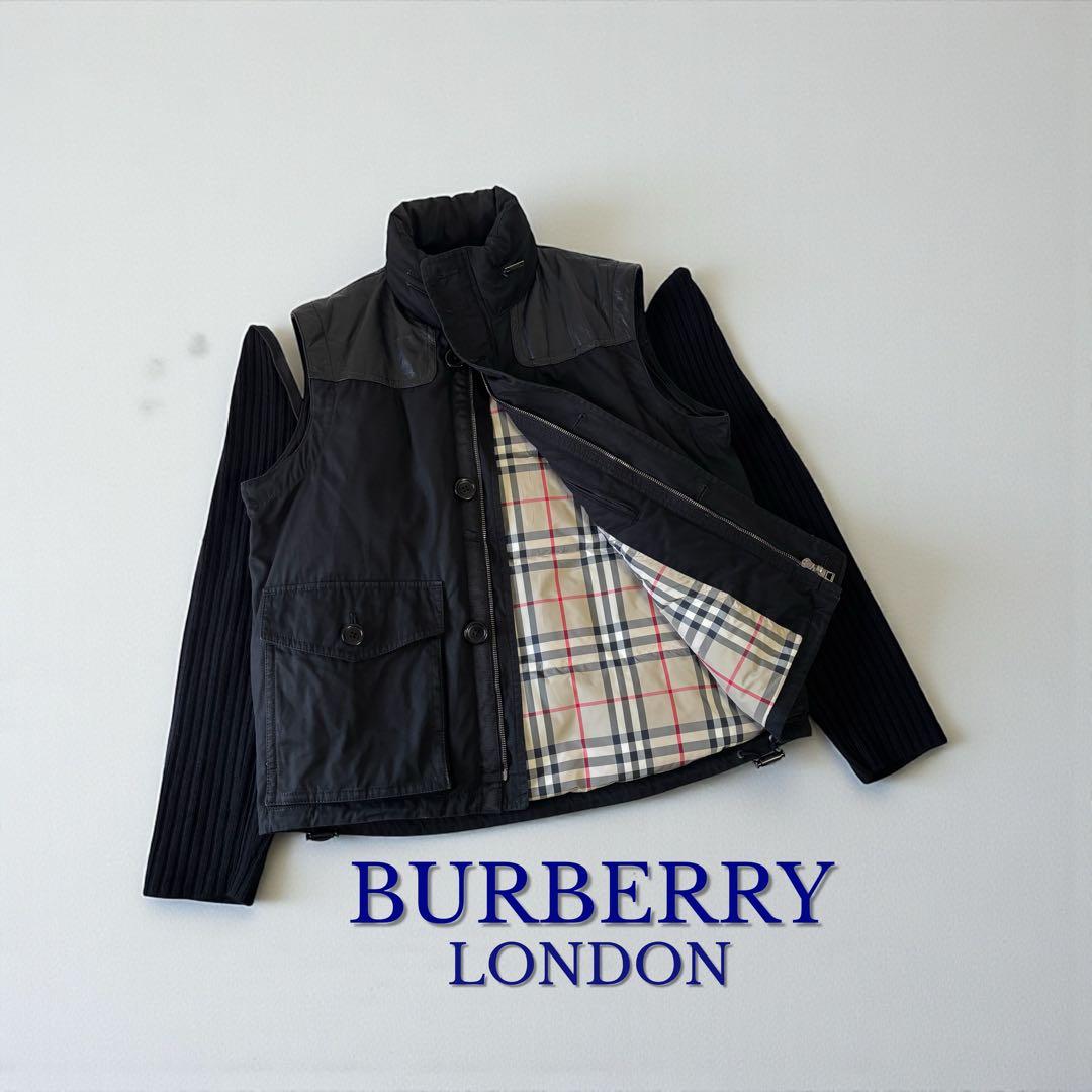 BURBERRYダウンジャケット袖ニット2WAY正規品メンズバーバリー革アウター