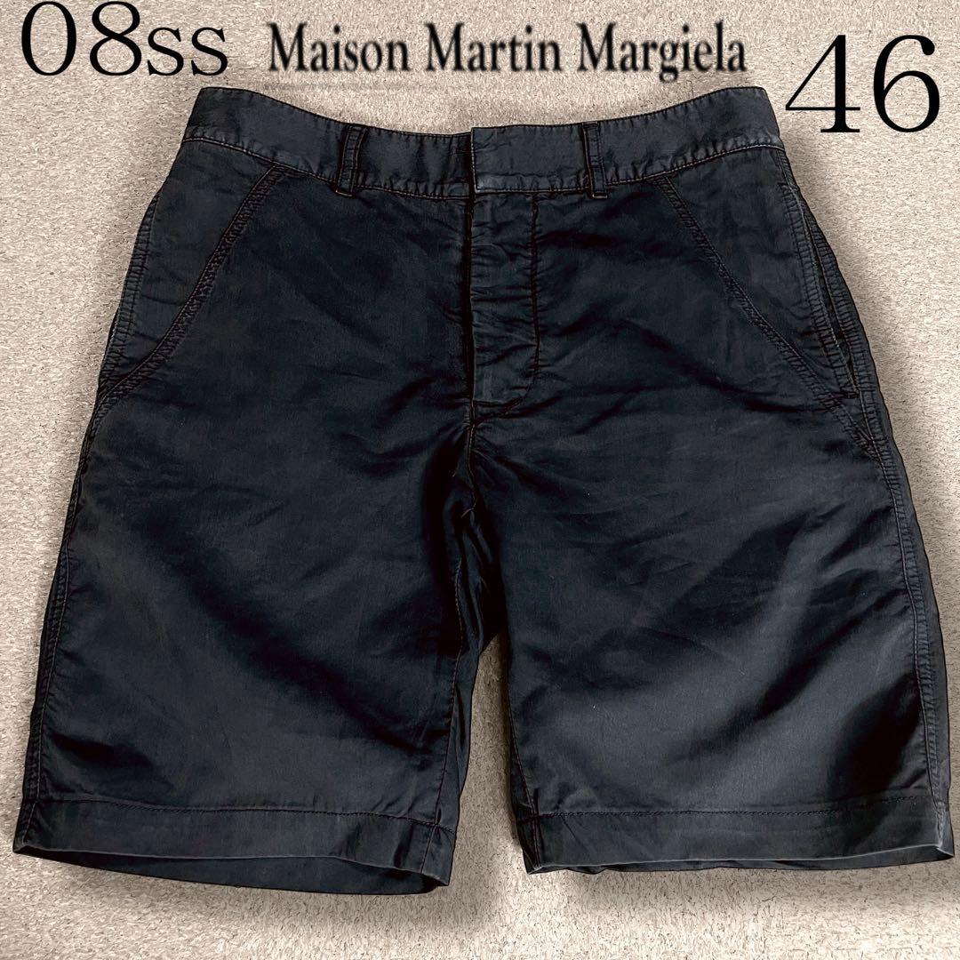 08ss/マルタンマルジェラ/ハーフパンツ/黒/46/コットン/シルク