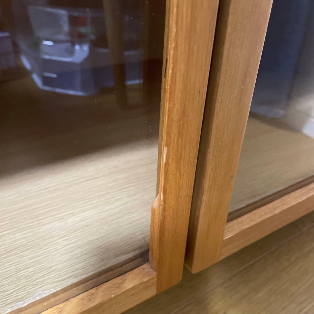 無印良品　キャビネット　ガラス扉　タモ材