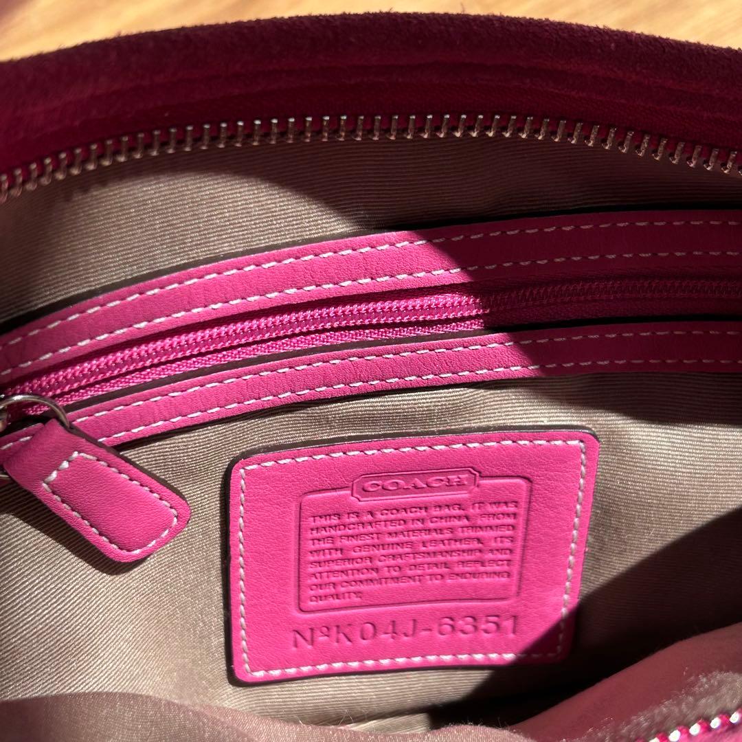 COACH ピンク スエード ハンドバッグ