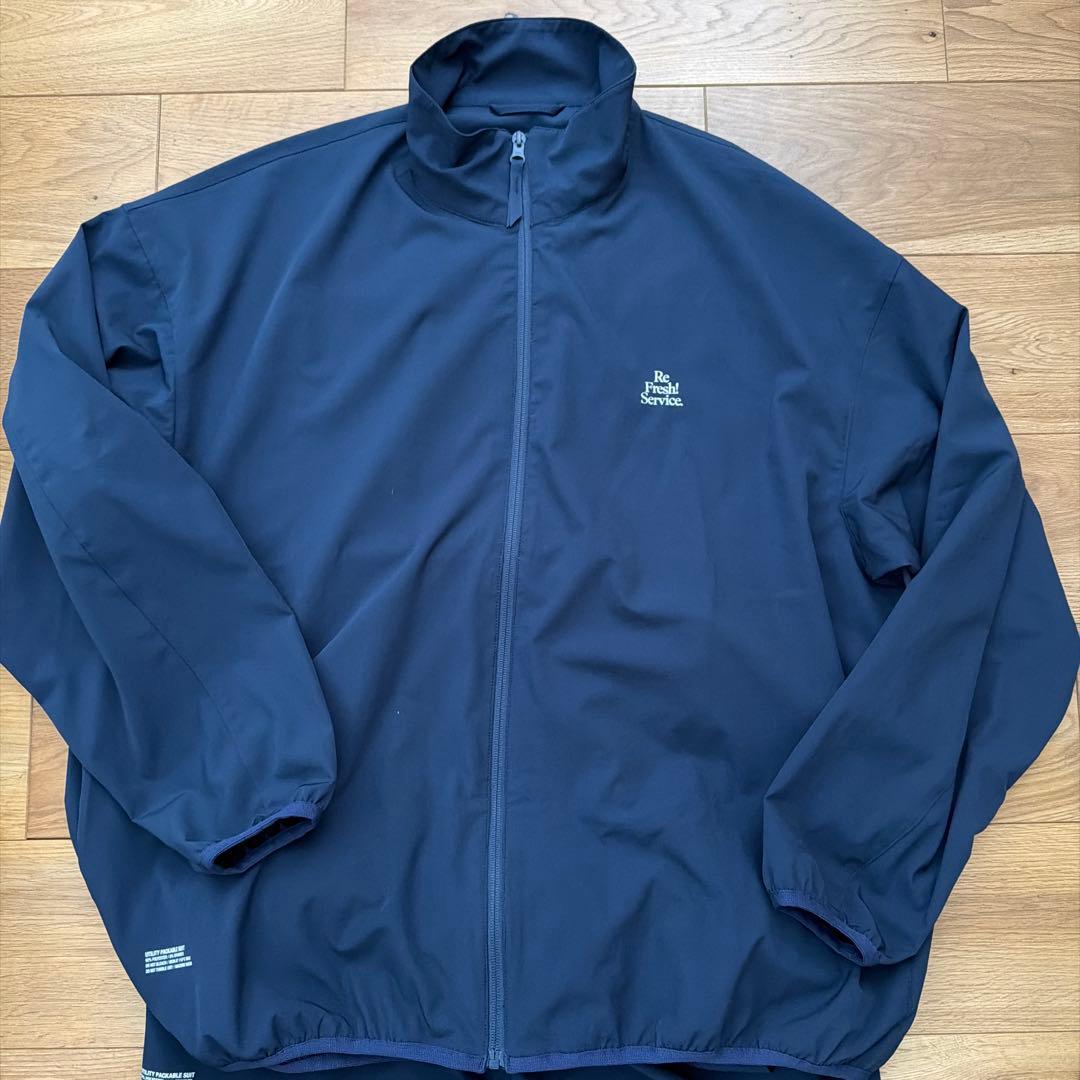 Fresh Service. ネイビー ナイロンジャケットセットアップ