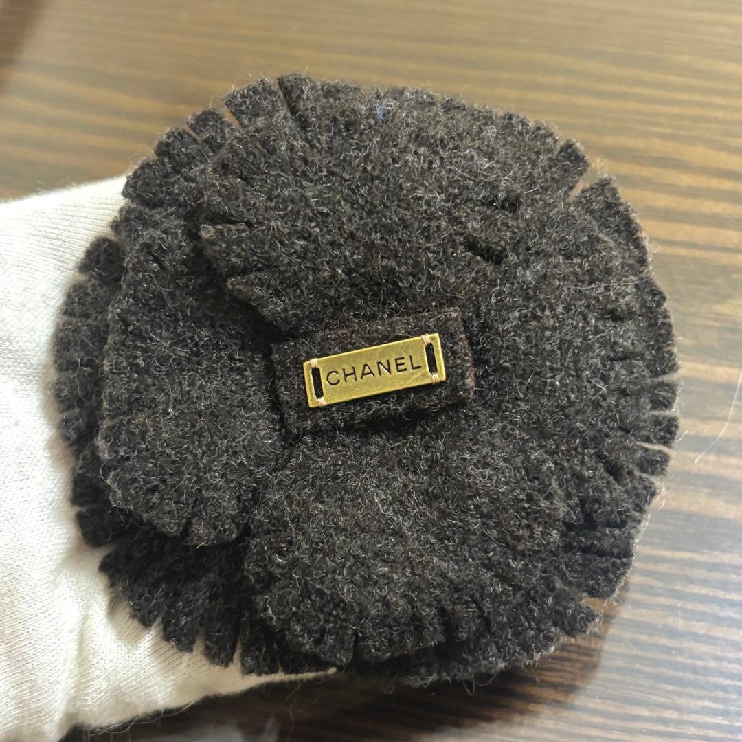 ［特大　10cm］希少　シャネル　フェルト　カメリア　ロゴプレート　ブローチ