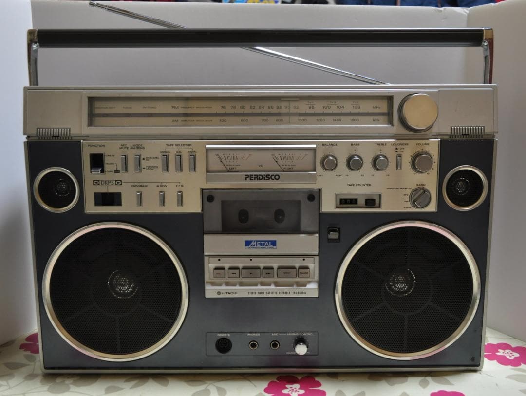 希少 日立 パディスコ ラジカセ TRK-8600 青 レトロラジオ 動作品