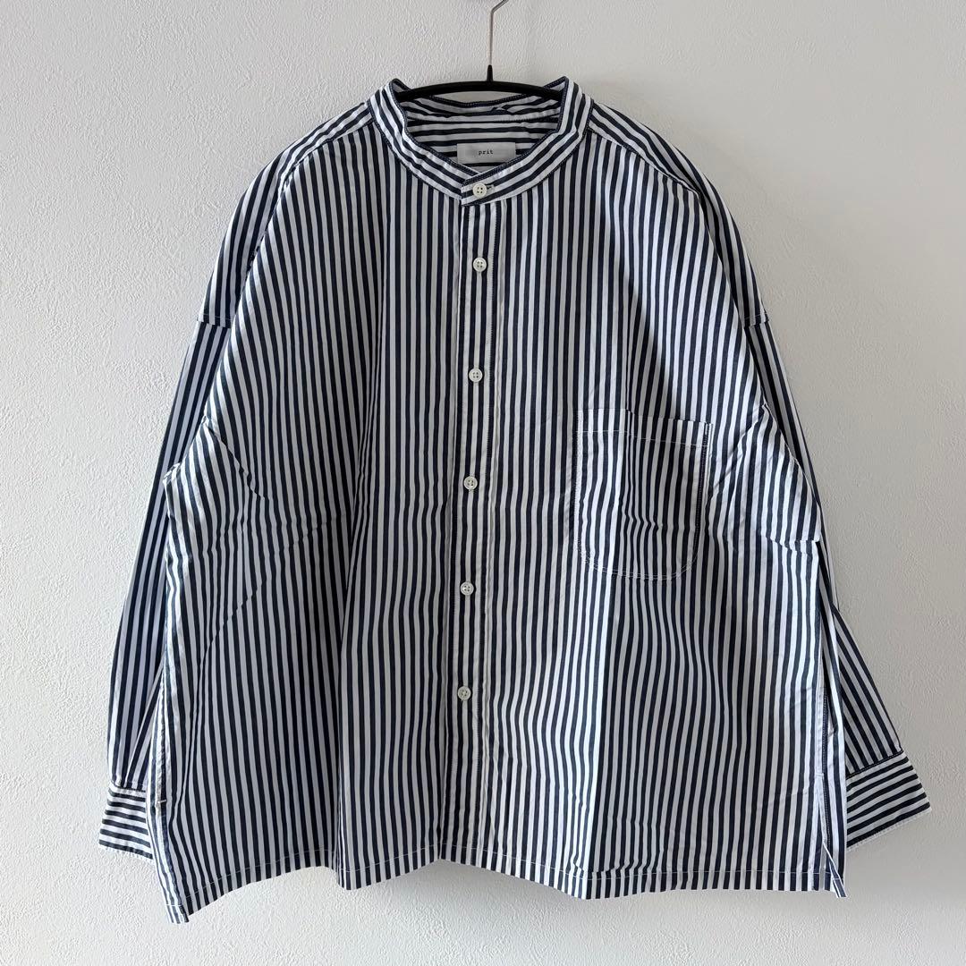prit プリット 40/1 ブロード ストライプ スタンドカラー ビッグシャツ