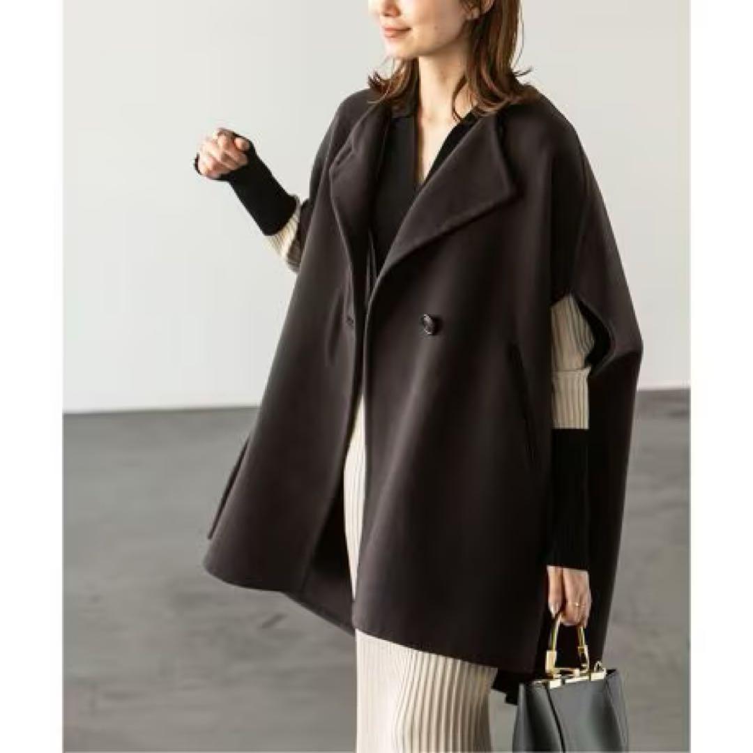 NOBLE MTRリバーポンチョジレ　ブラウン　2022AW ノーブル　カシミヤ