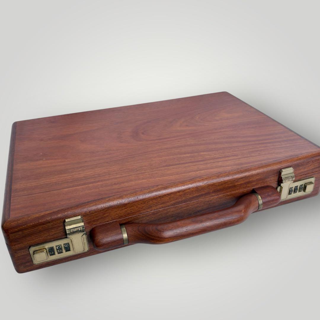 PRESTO アタッシュケース 木製 ダイヤルロック式 ブラウン ビジネス