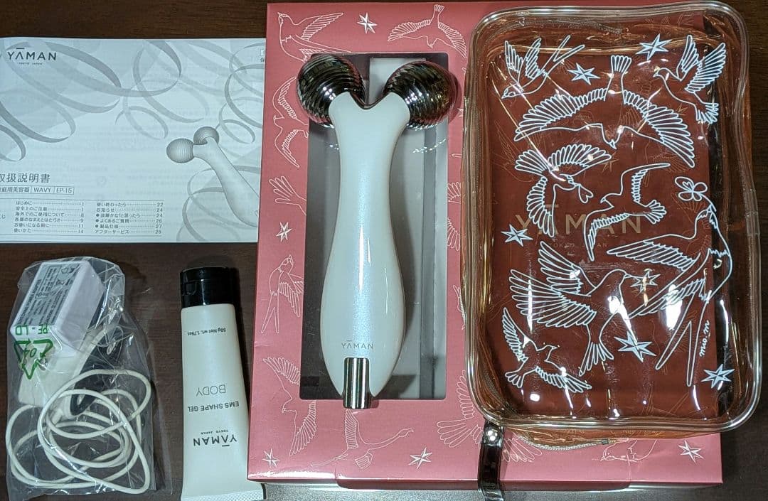 YAMAN美顔ローラー ホワイト ジェル オリジナルポーチ 外箱付き