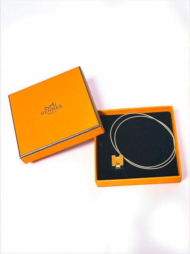 ⭐︎エルメス カージュドアッシュ Hキューブネックレス オレンジ ゴールド