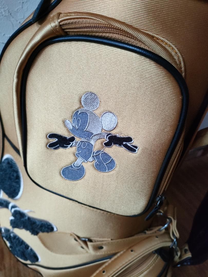 美品 ミッキー ディズニー キャディバッグ ゴールド Disney ゴルフバッグ