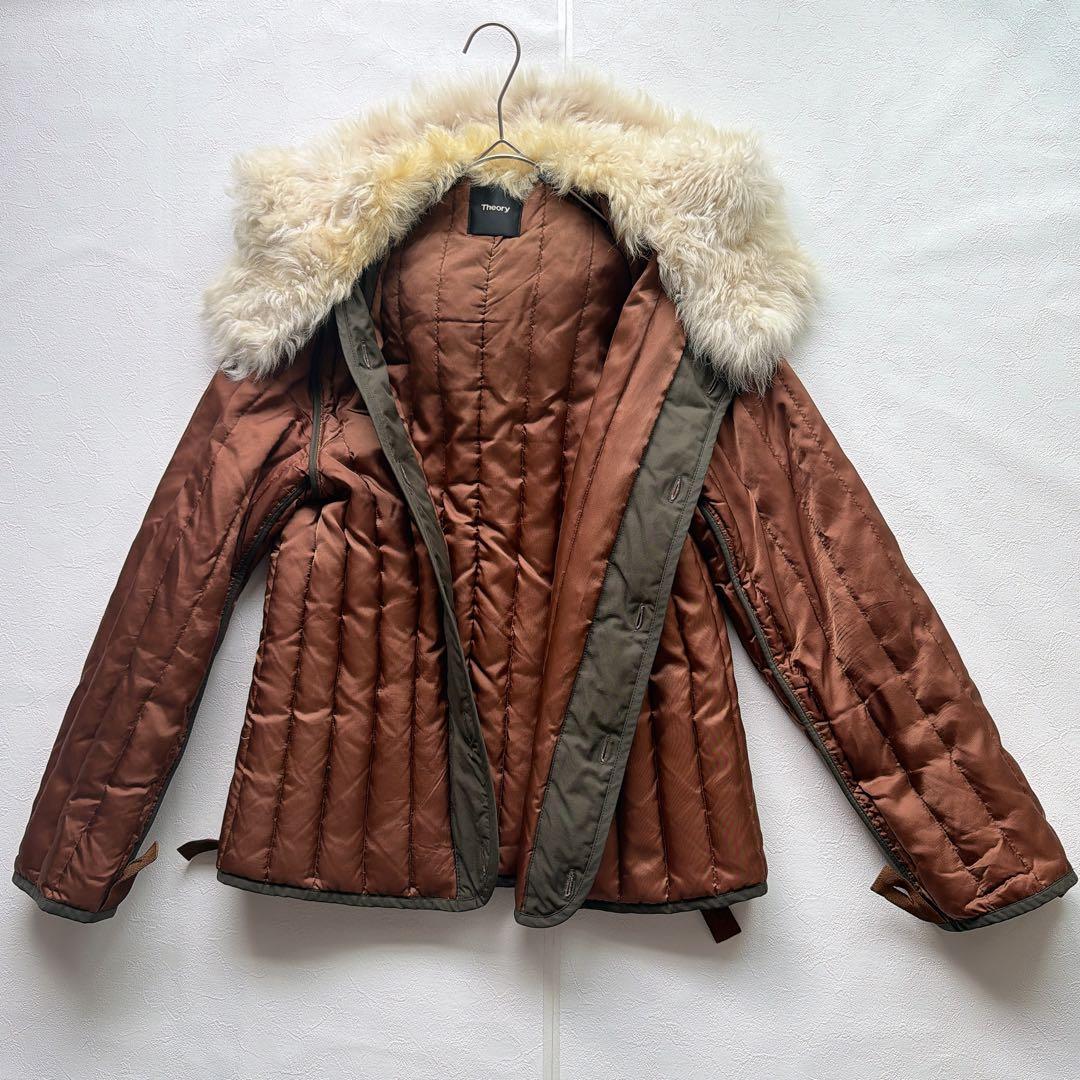 Theory セオリー リアルファー付き モッズコート S カーキ　中綿ライナー