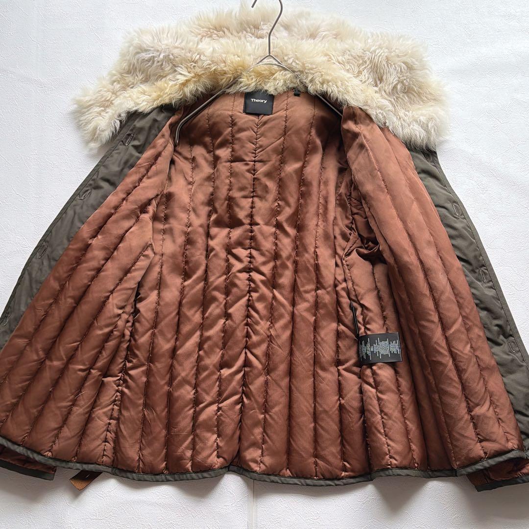 Theory セオリー リアルファー付き モッズコート S カーキ　中綿ライナー