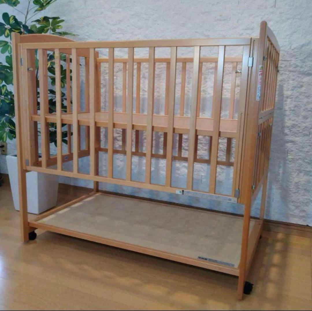 KATOJI　ハイタイプ　ベビーベッド　ツーオープン　ナチュラル