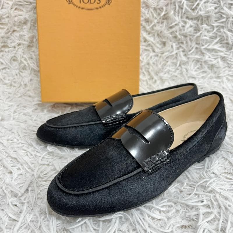極美品 TOD’S ローファー ハラコ ブラック モカシン 36.5