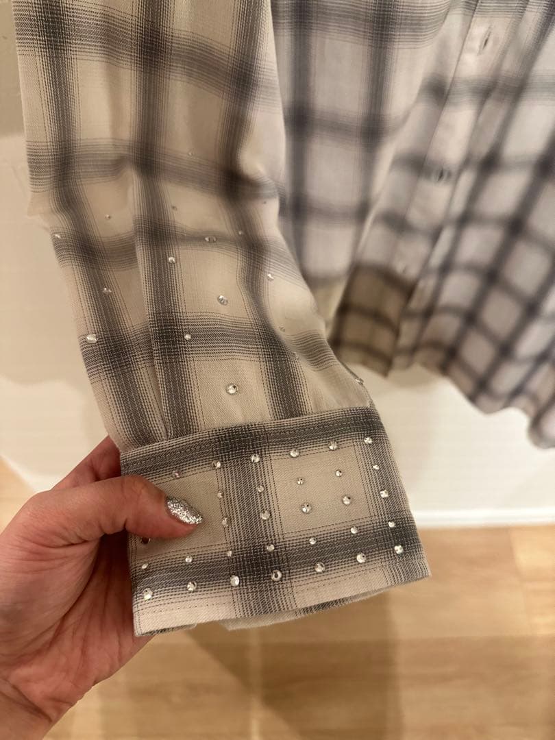 LILY BROWN CANDYビジューチェックシャツ