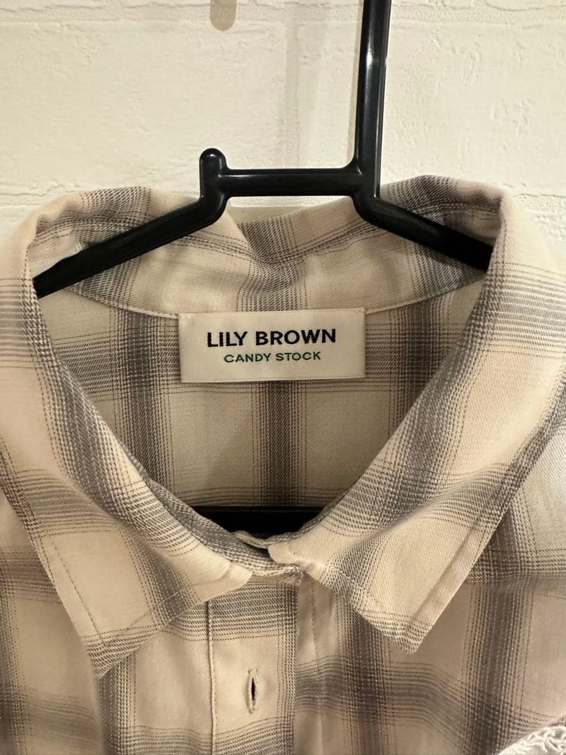 LILY BROWN CANDYビジューチェックシャツ