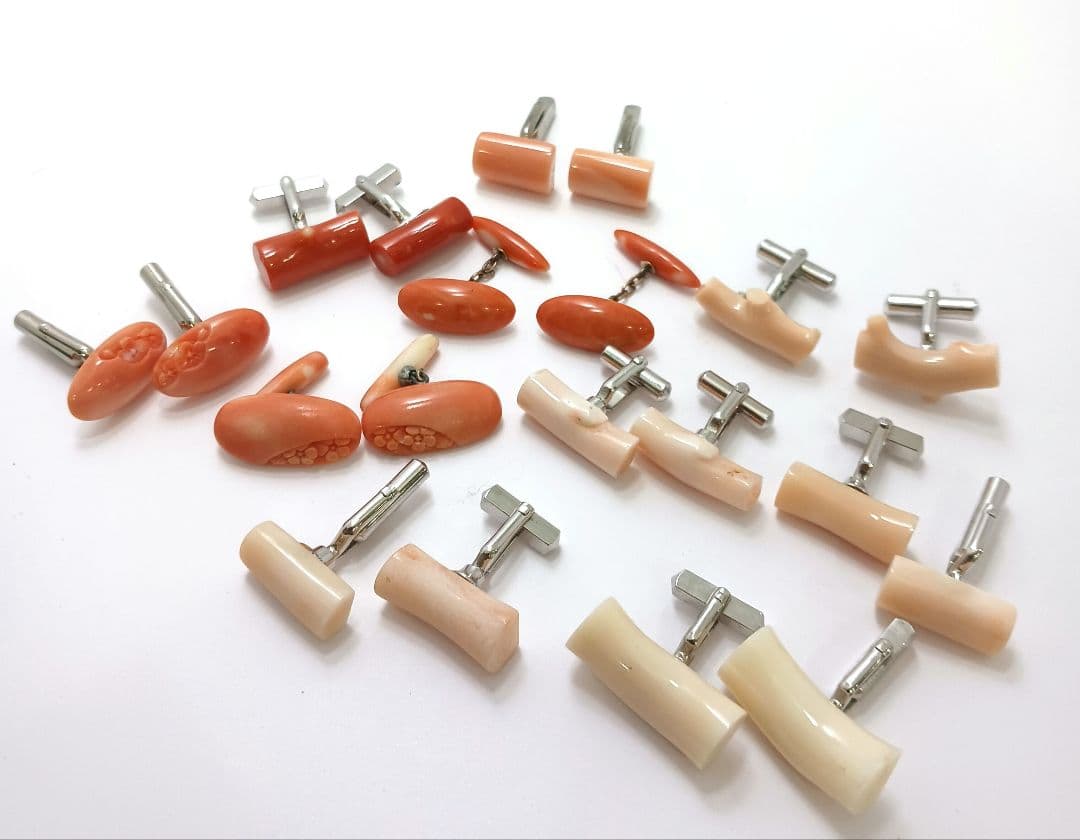 専用Y2550-7 本珊瑚 カフス 10組 20個セット 総重量89.9g
