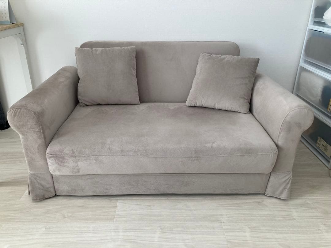 【すけ丸】ソファ グレー 2人掛けソファベッド