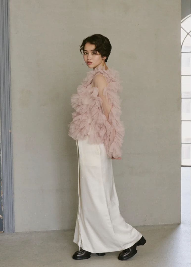 NOTRE emor tulle veil tops ピンク