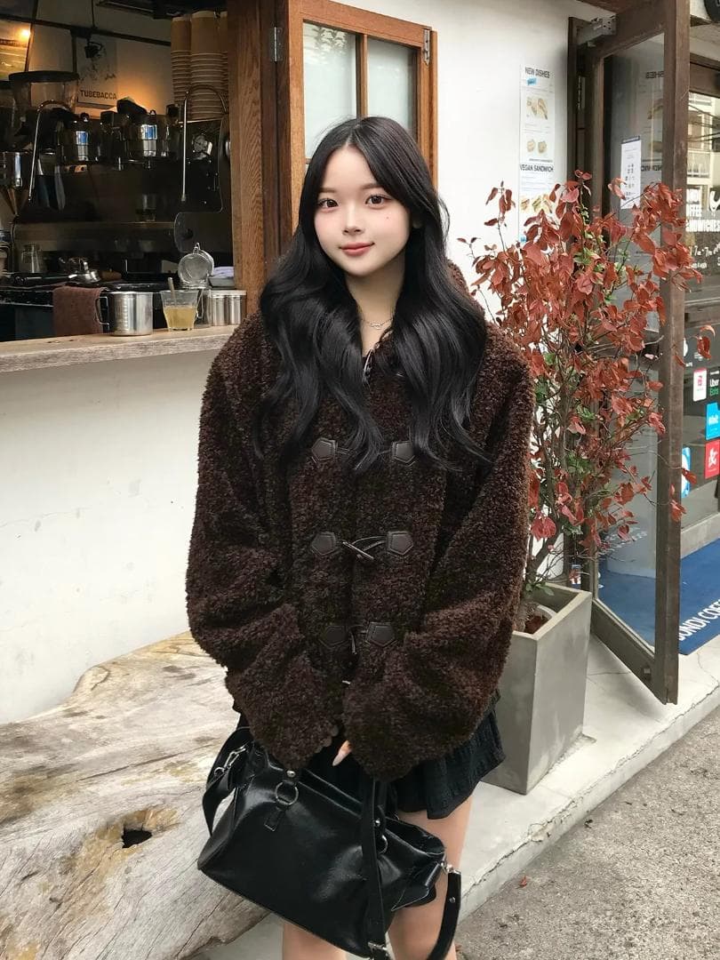 emmy プードルファータッチボタンコート