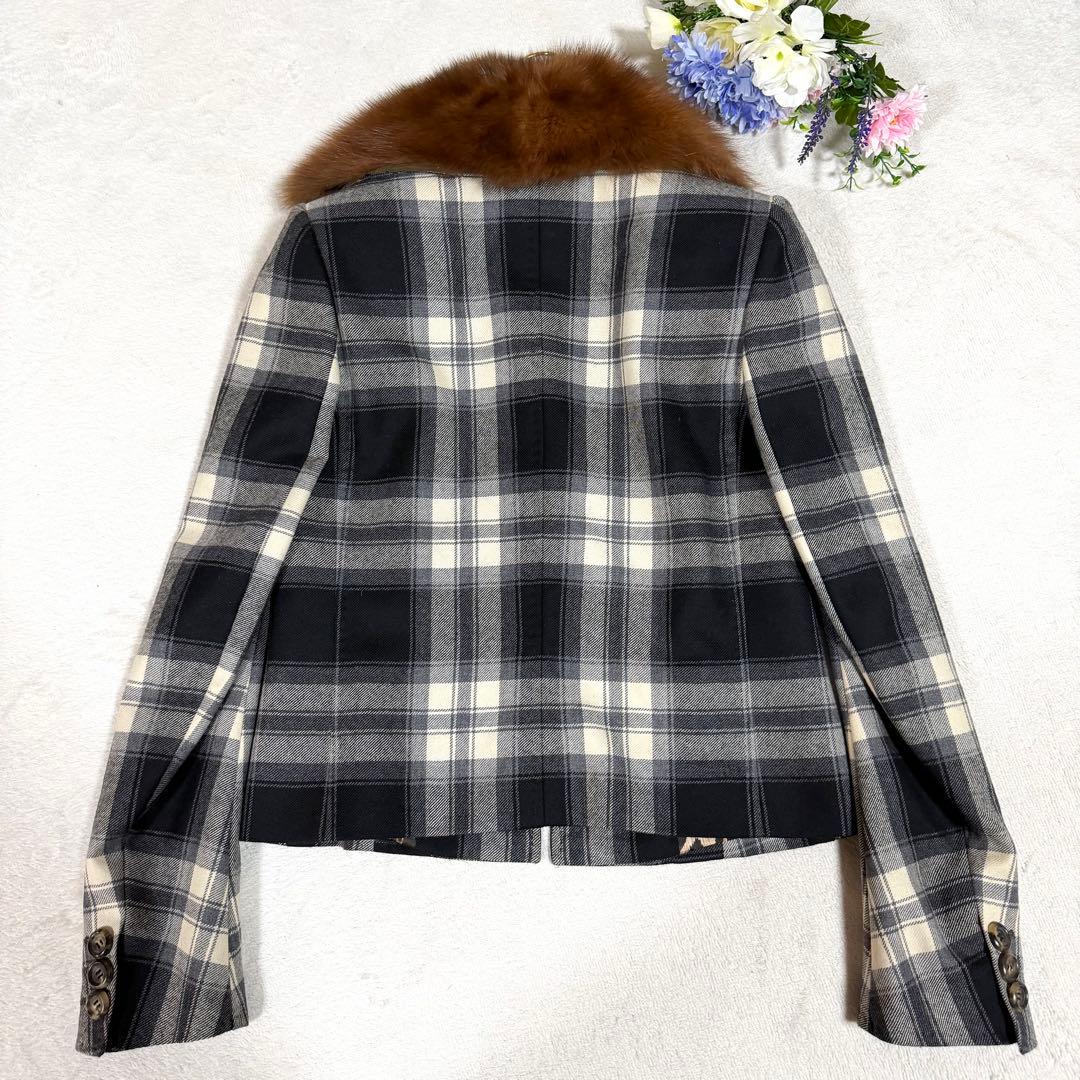美品★DOLCE&GABBANA ドルガバ ファー付きジャケット チェック 40