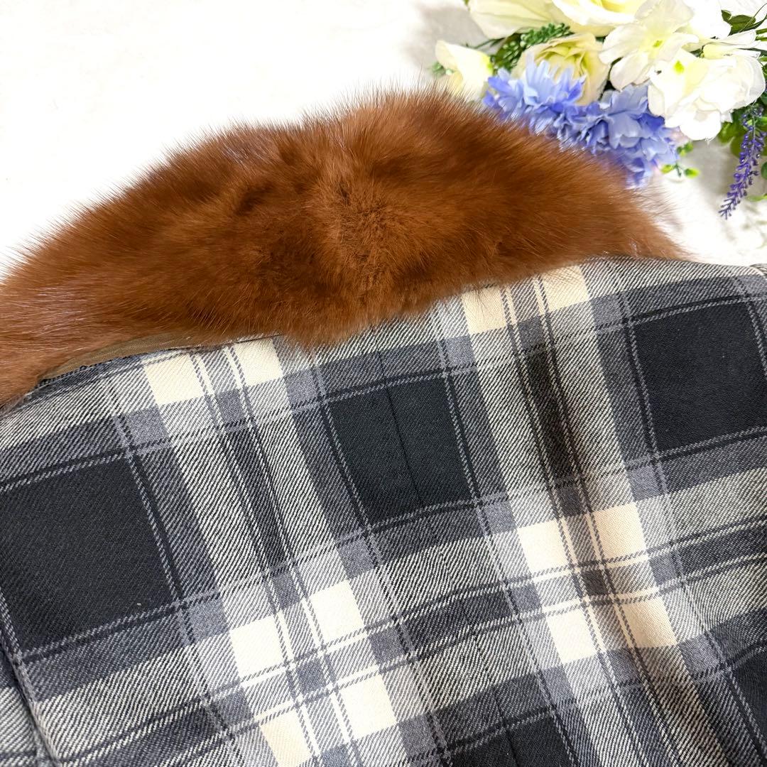 美品★DOLCE&GABBANA ドルガバ ファー付きジャケット チェック 40