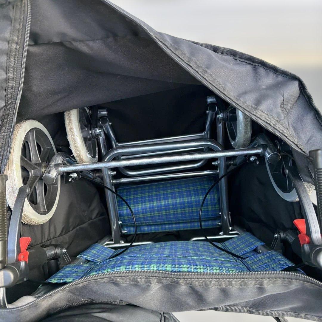 歩行車 シルバーカー 折りたたみ式 座面付き チェック柄 268