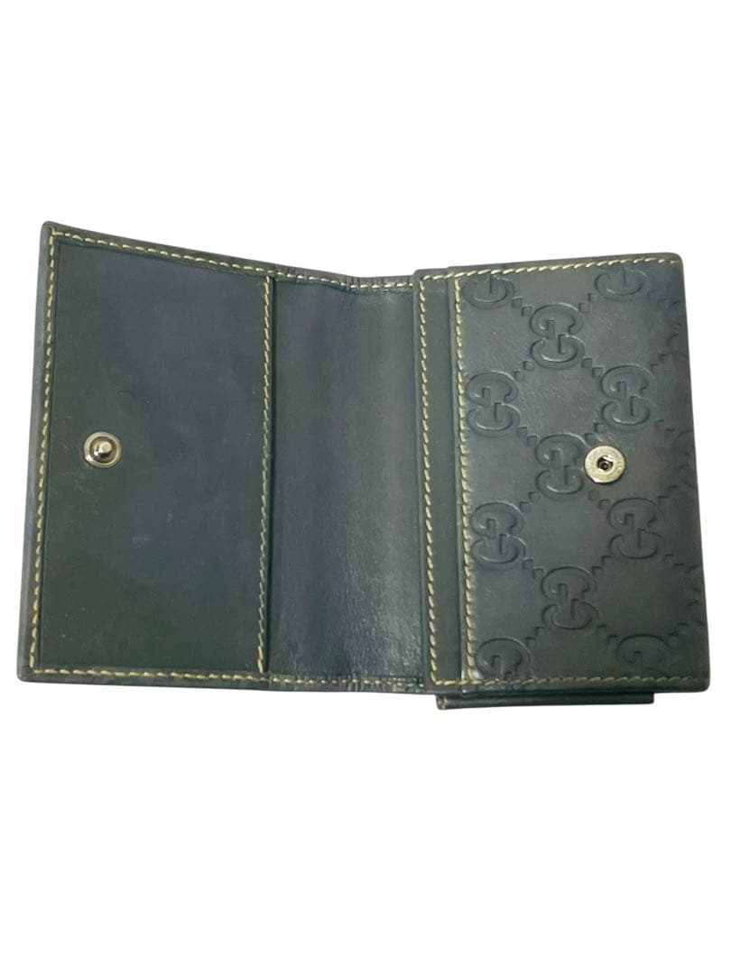 美品☆GUCCI シマ　GG柄　カードケース　名刺入れ　二つ折り　ダークグレー