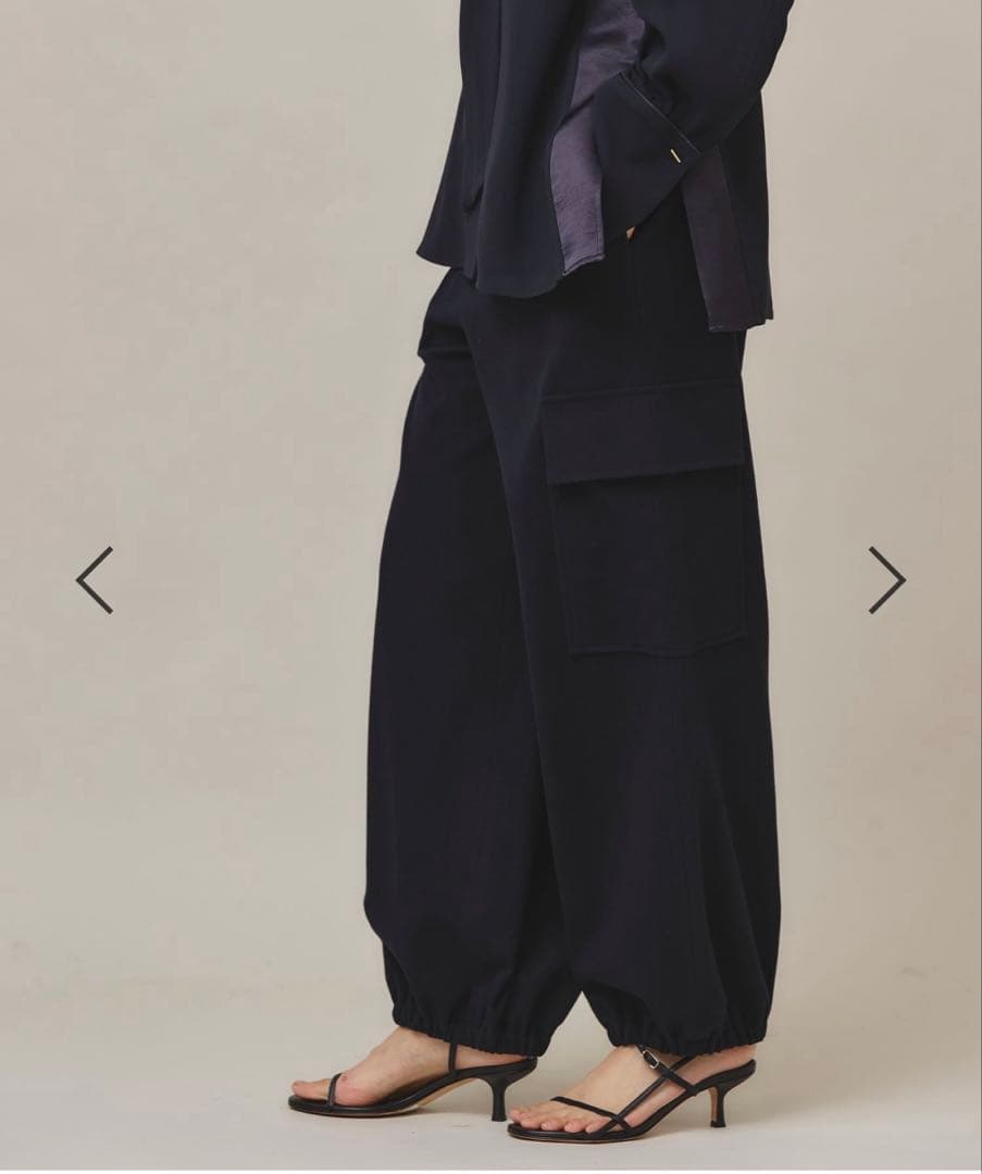 まる様　Curensology／カレンソロジー／ストレッチカーゴパンツ　ブラック