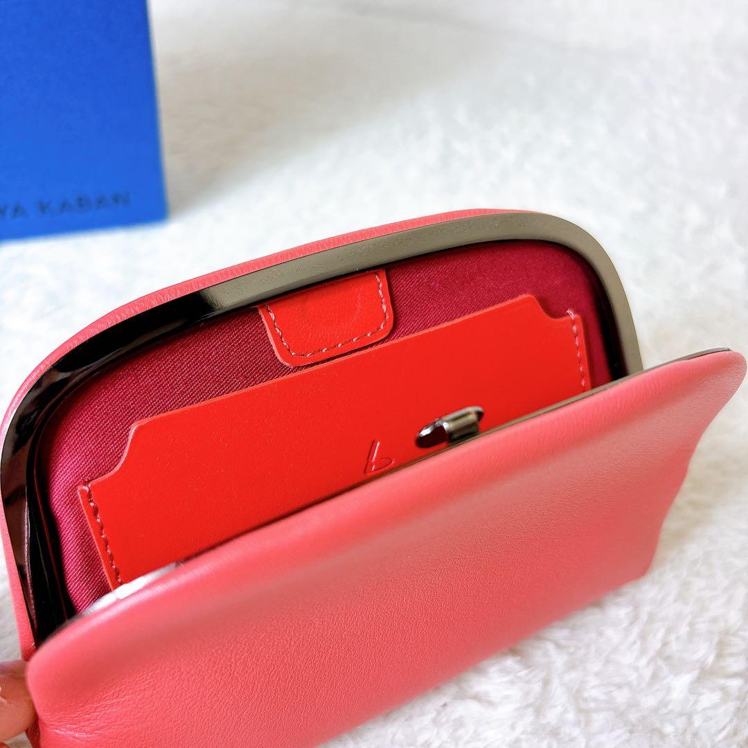 土屋鞄 スムースラムスキン がま口 ミディアム コーラル ケース ピンク