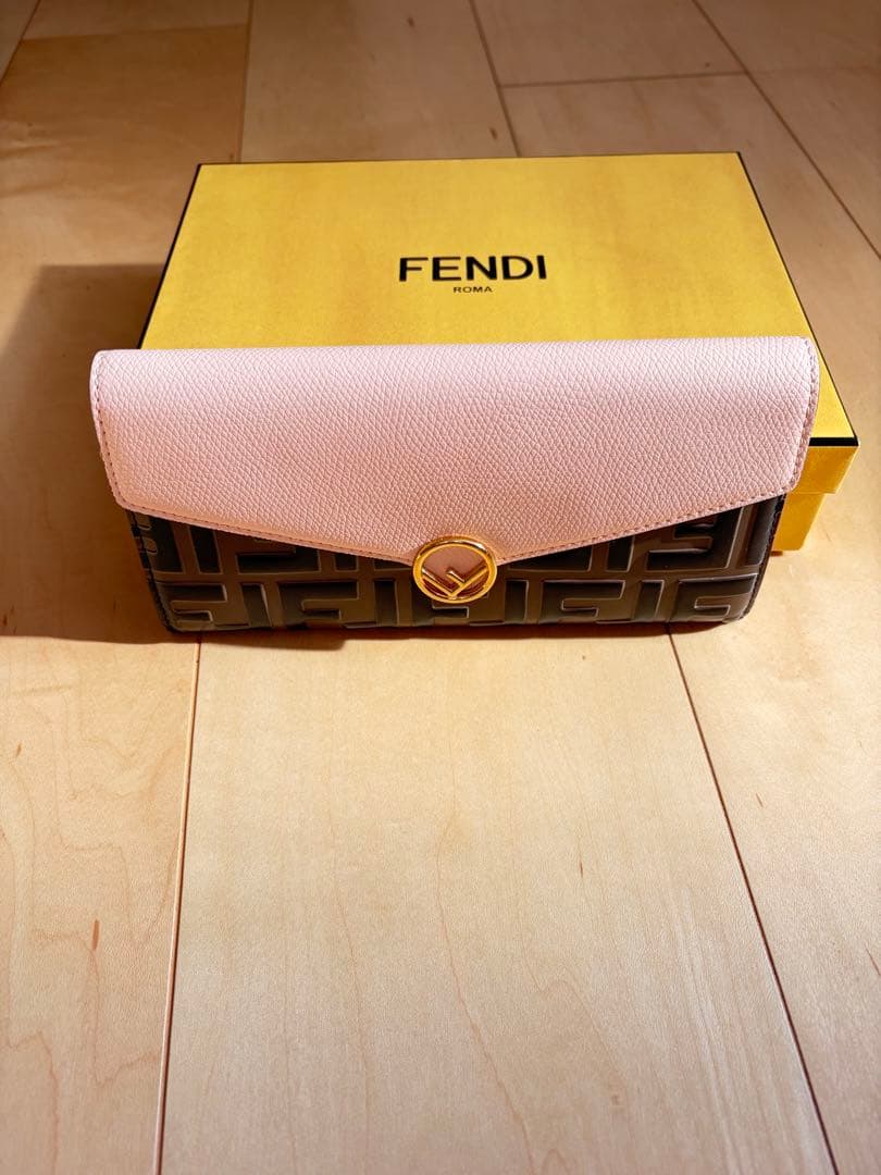 FENDI 長財布 ピンク ブラウン FFロゴ