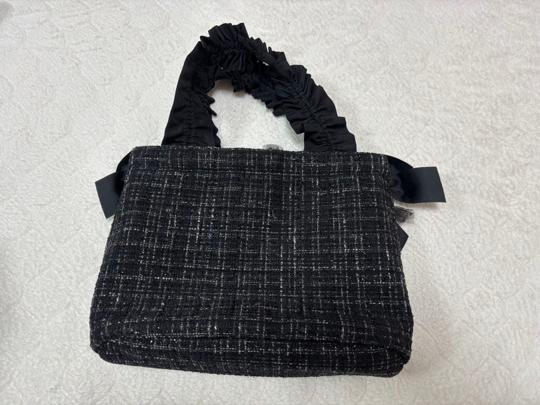 スナイデルホーム snidel ツイードリボンバッグ 黒 ブラック