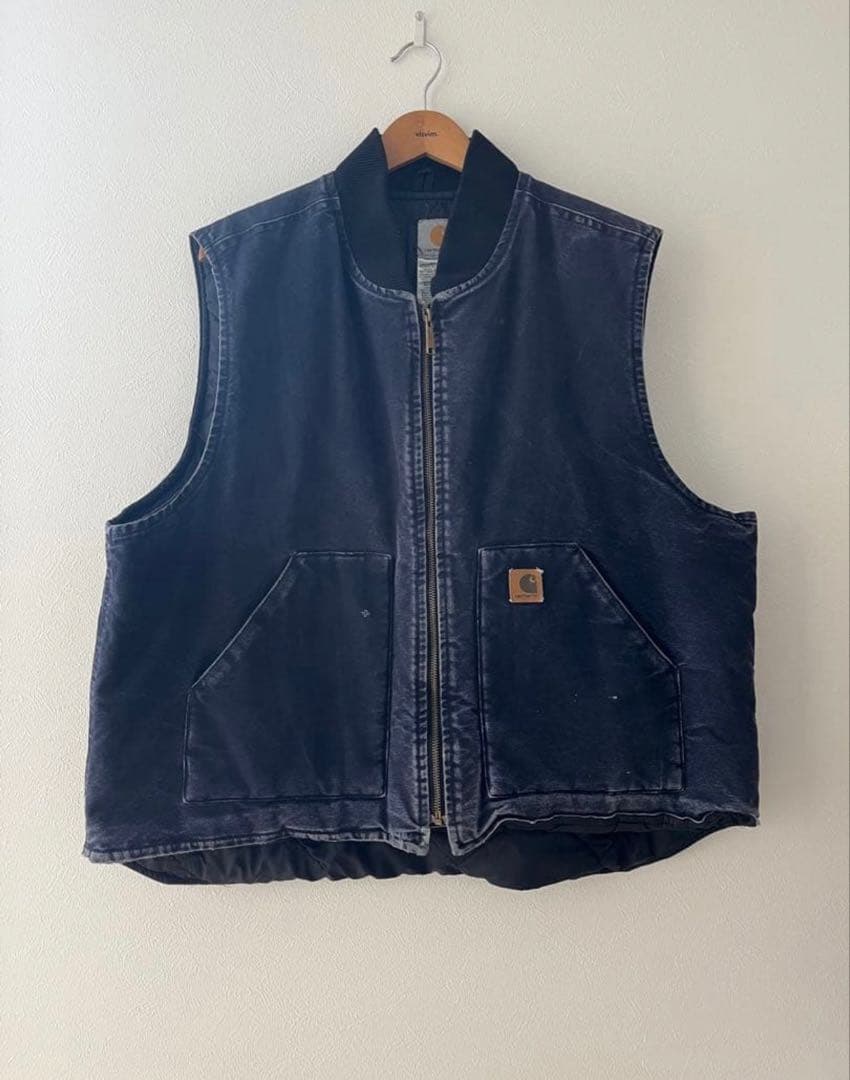 希少 Carhartt ネイビー ダック ベスト カーハート