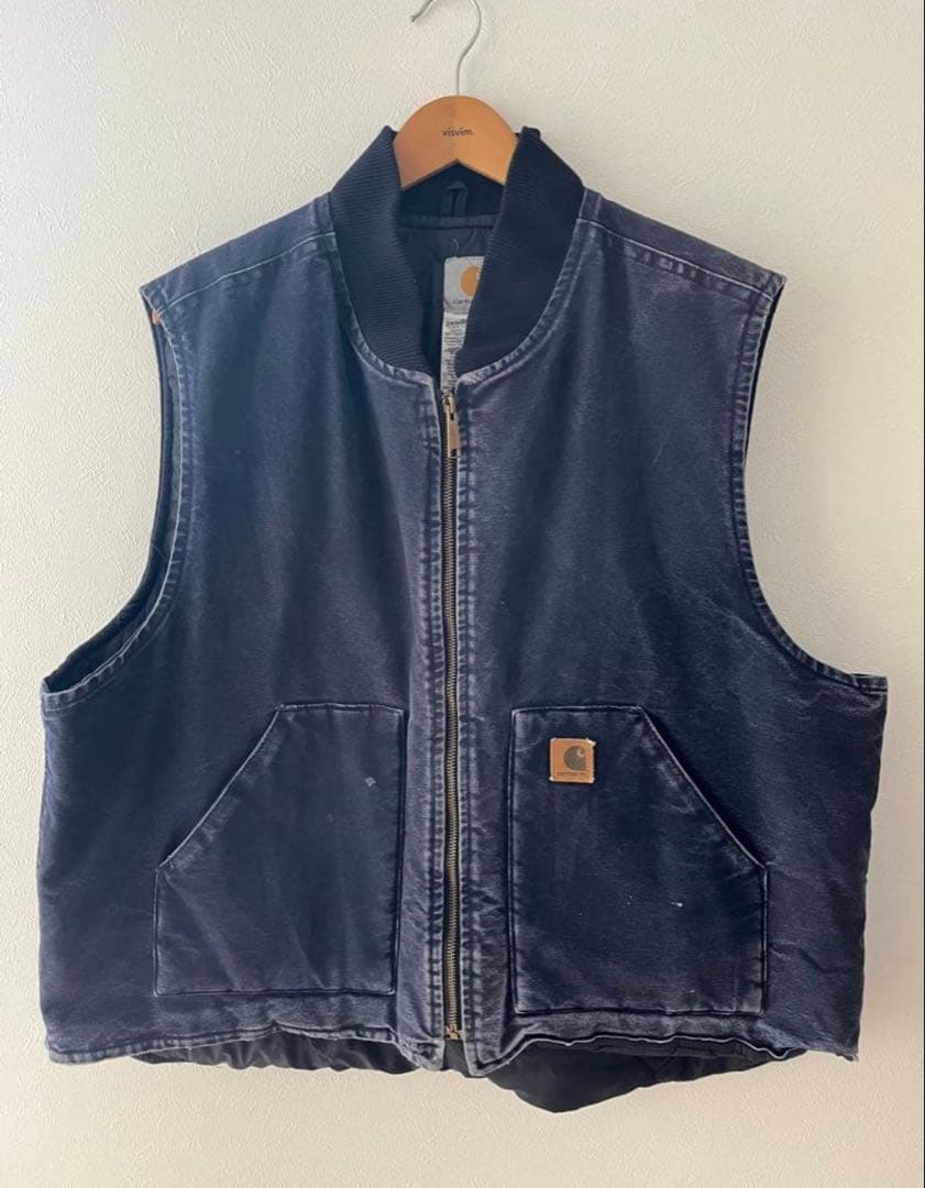 希少 Carhartt ネイビー ダック ベスト カーハート