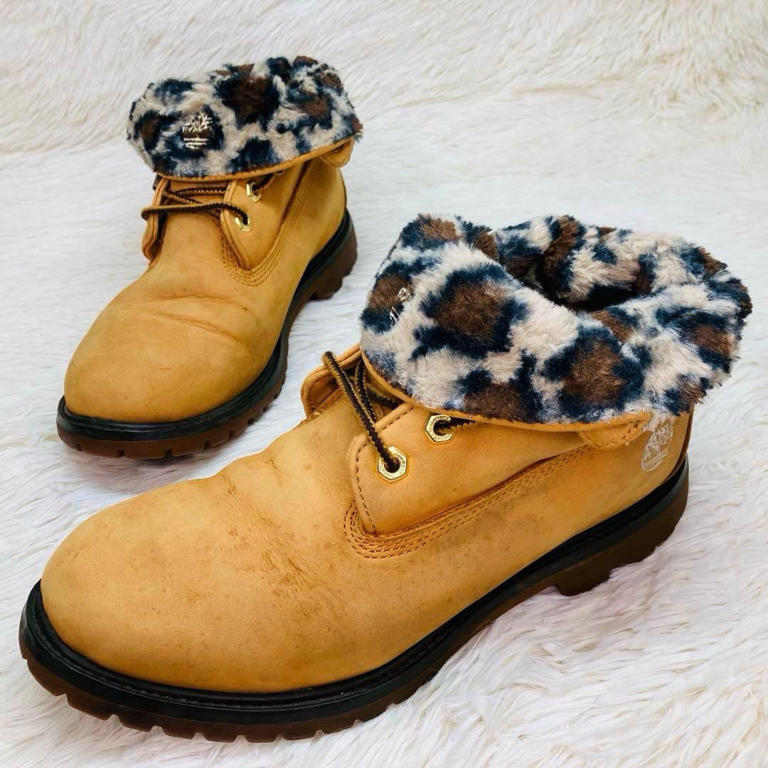 【限定モデル】ティンバーランド7.5WROLL TOP BOOTSレオパ－ド柄
