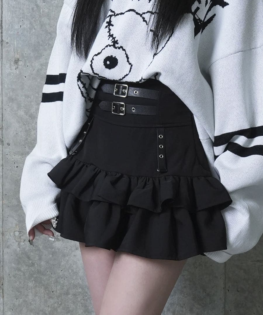 Amilige コルセット風フリルスカート size-M