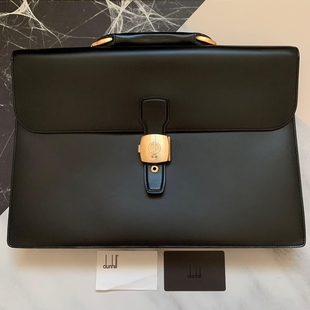 美品◆dunhill 黒 レザー ブリーフケース　ダンヒル ビジネスバッグ