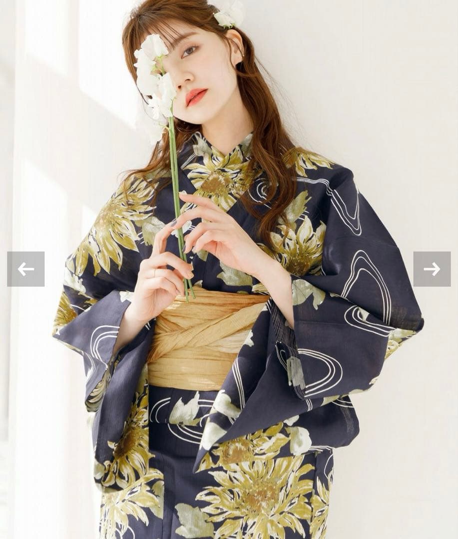 【9月30日まで出品】Dita 夏色の向日葵しらべ(藍) 浴衣