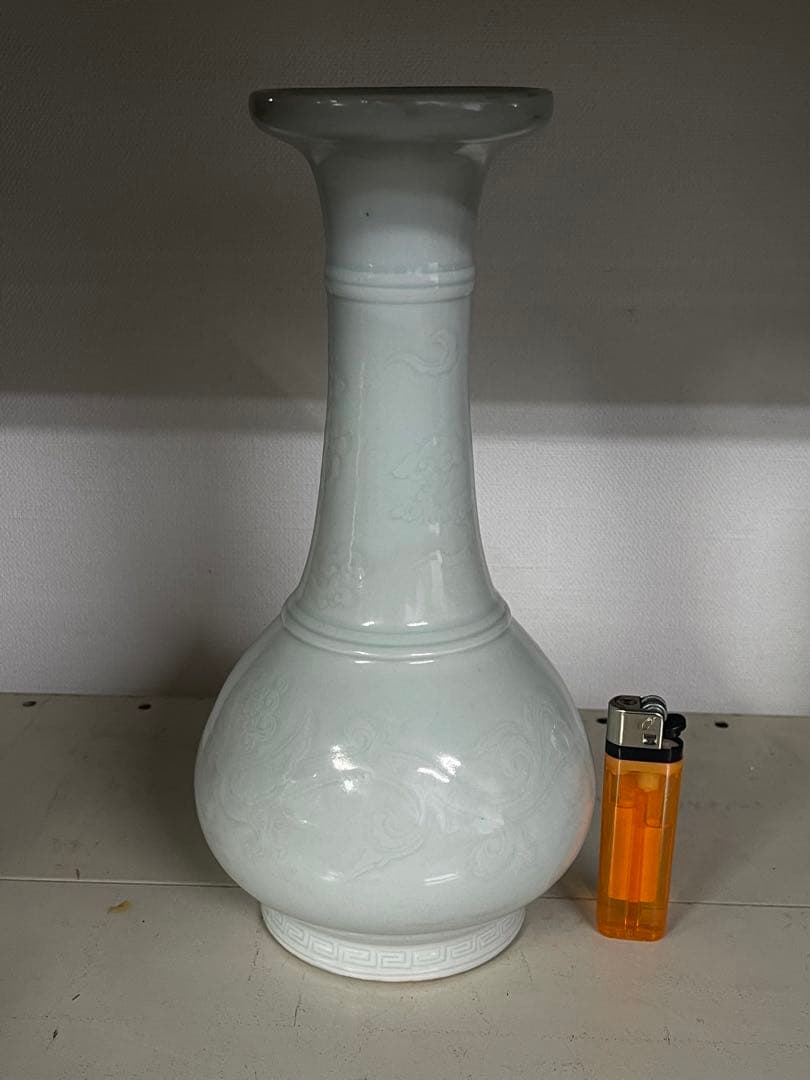 即決OK■中国明時代白磁龍紋花瓶