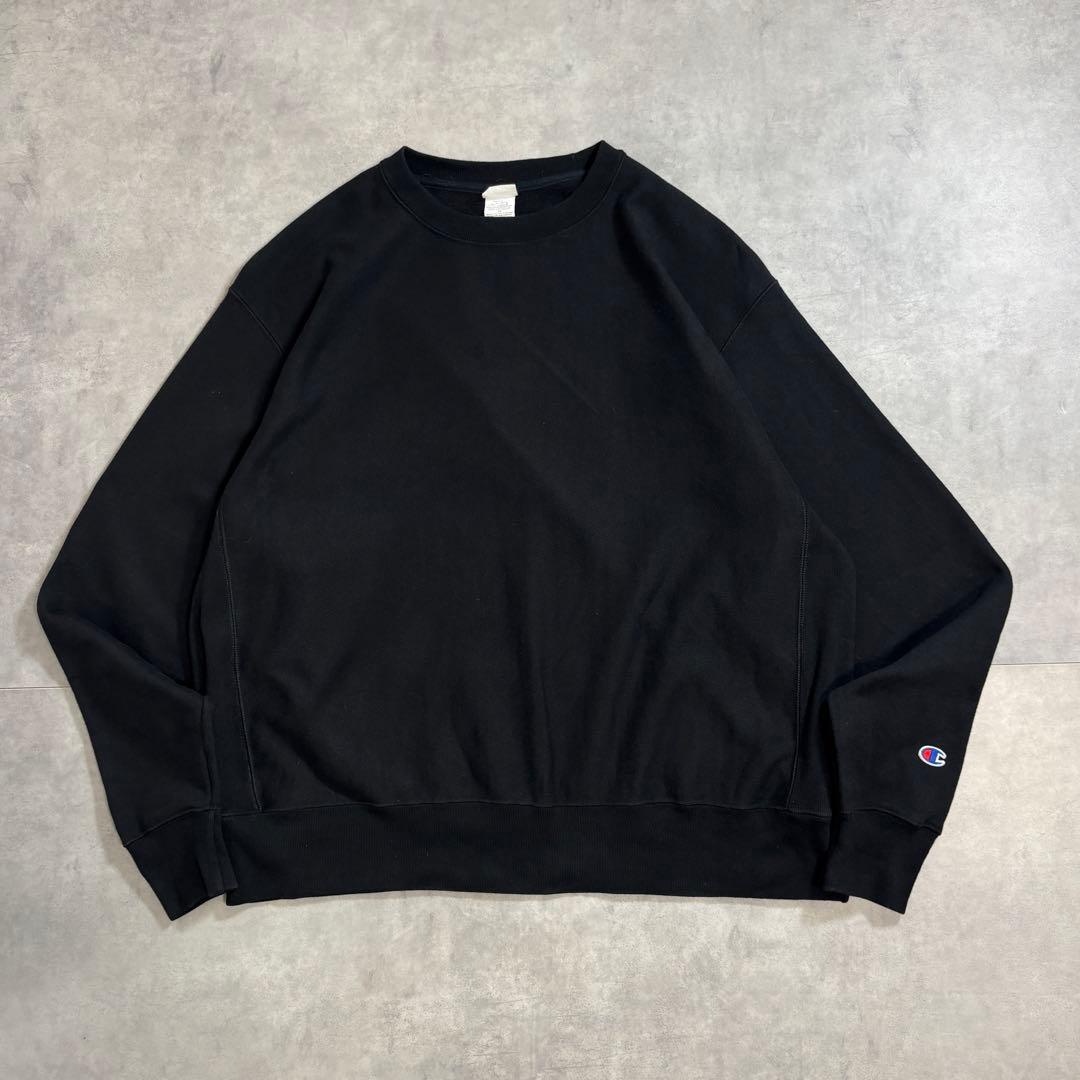 古着 00s〜 リバースウィーブ 目無し ブラック スウェット トレーナー 黒