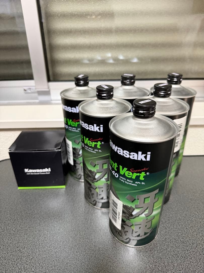 新品 Kawasaki 冴速 10W-40 6本 オマケ 純正フィルター