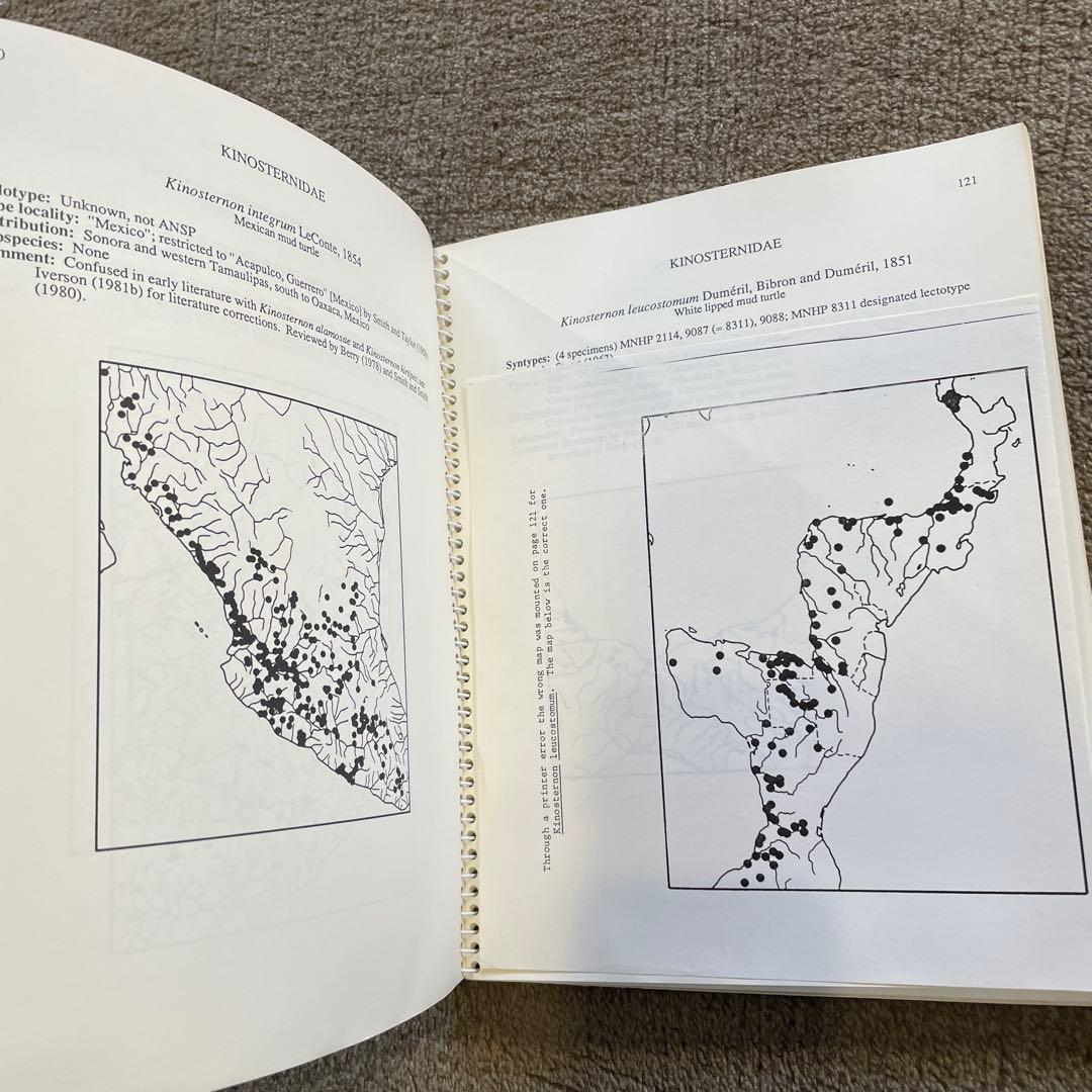 1986年 世界のカメのチェックリストと分布図 ジョン・B・アイバーソン 研究書